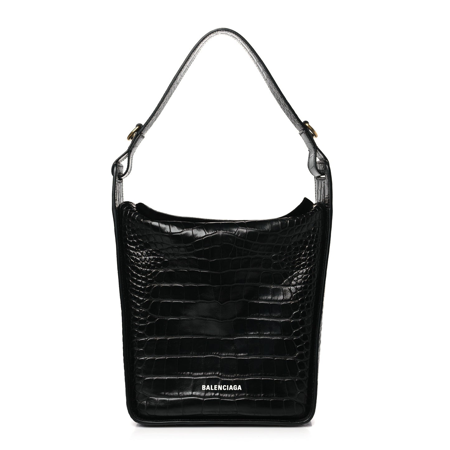 Extra Supple Calfskin Crocodile Embossed Small Tool 2.0 North-South Tote Black