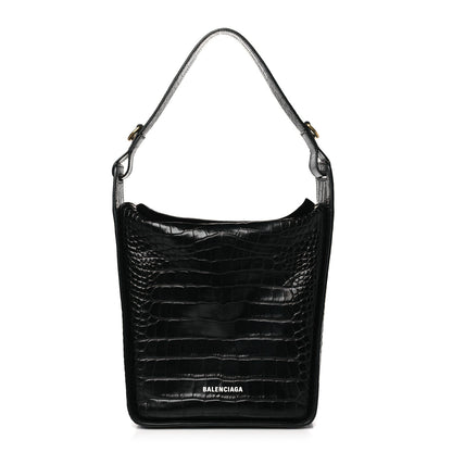 Balenciaga Extra Supple Calfskin Crocodile Embossed Small Tool 2.0 North-South Tote Black 1 of 11