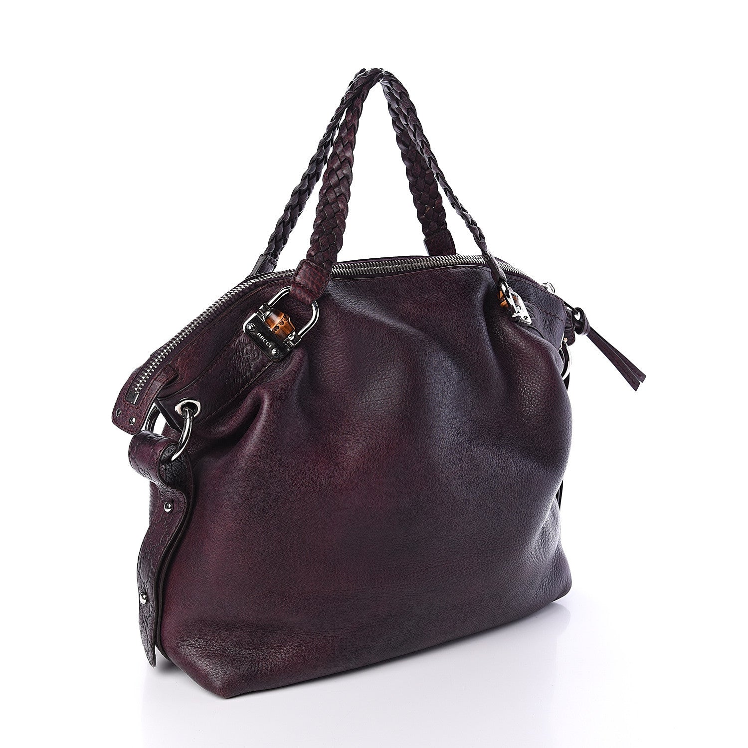 Gucci Calfskin Large Bamboo Bar Shoulder Bag Burgundy 2 of 8