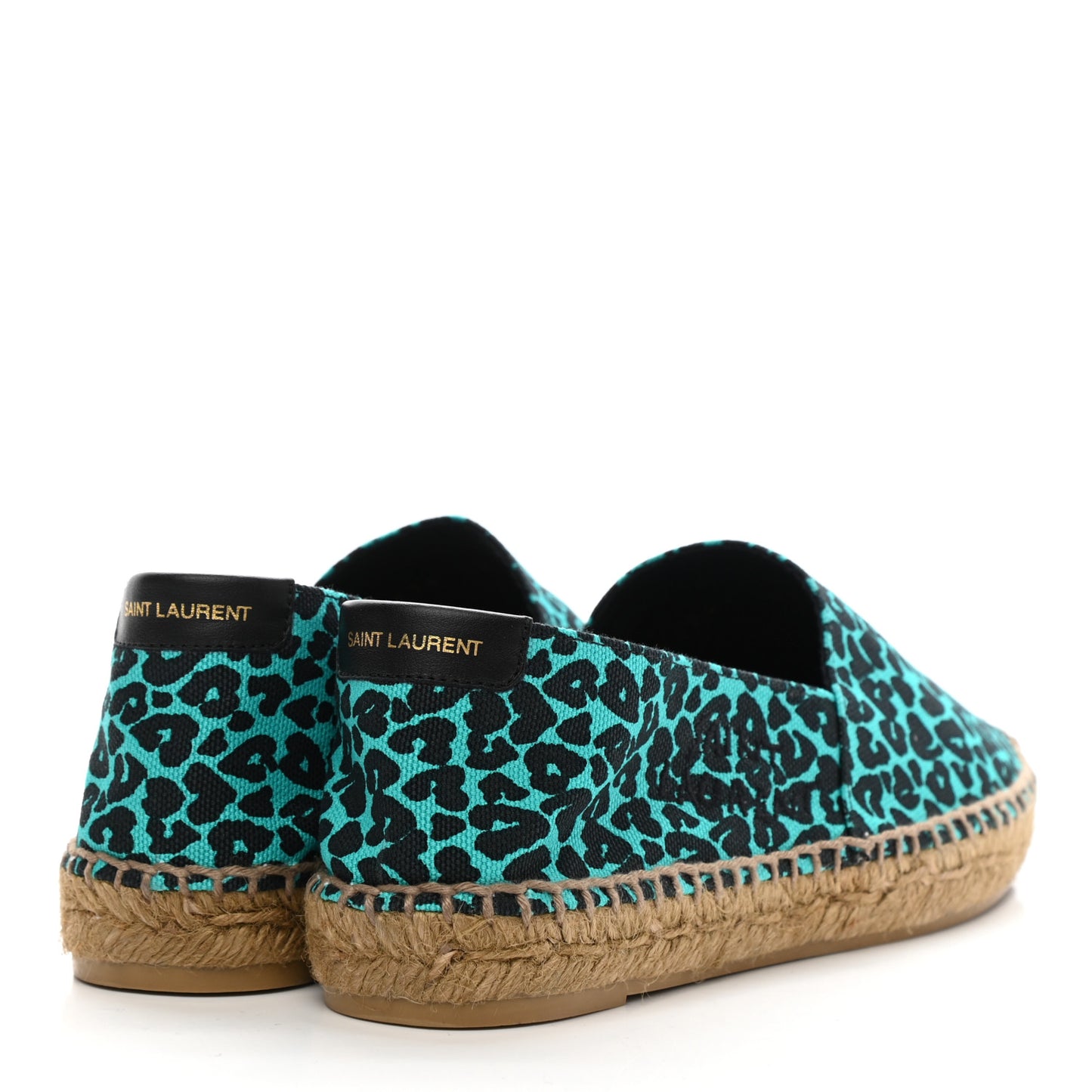 Canvas Leopard Print Espadrilles 37.5 Aqua Black