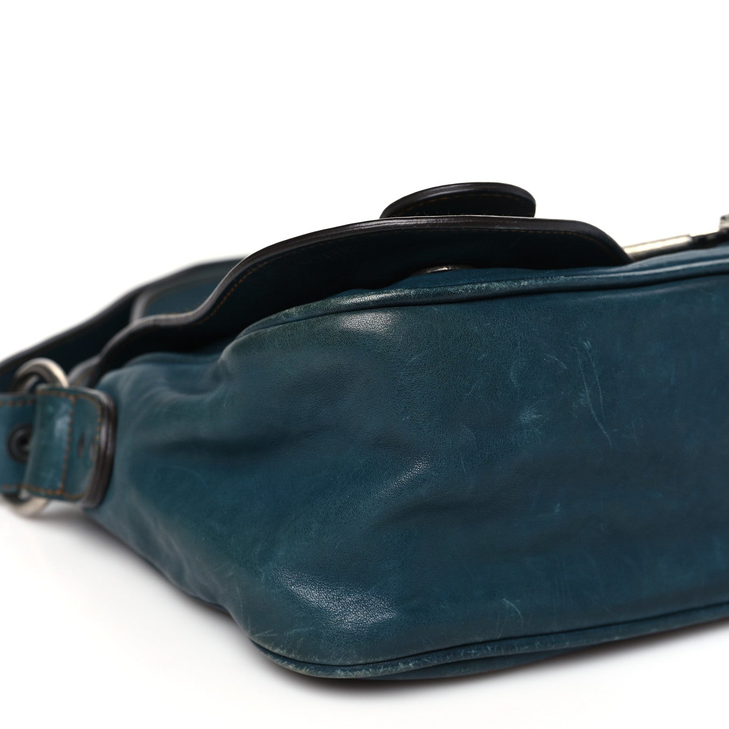 Christian Dior Calfskin Mini Gaucho Crossbody Bag Blue 9 of 14