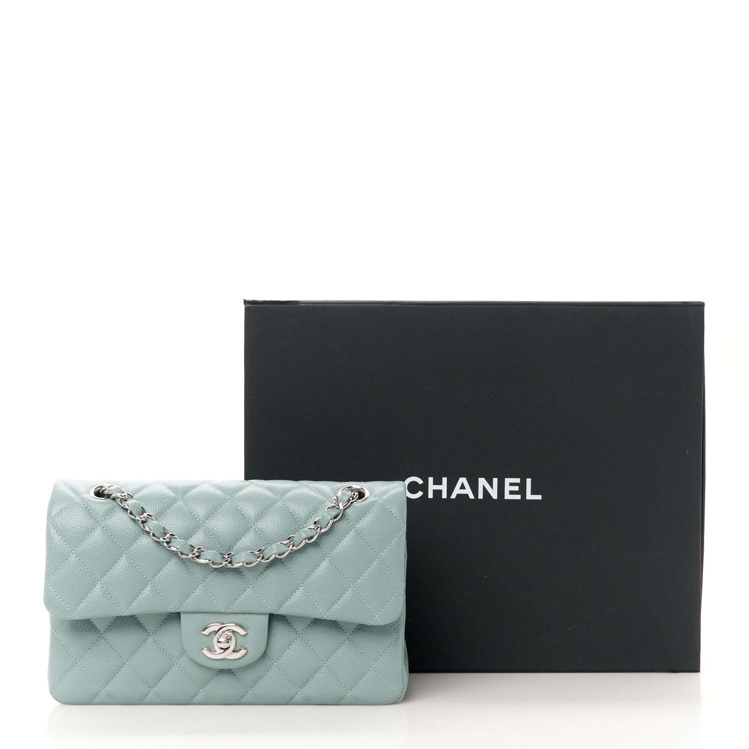 Chanel Caviar Quilted Small Double Flap Light Blue 12 of 12