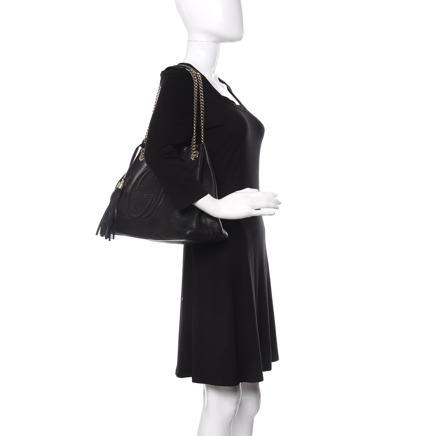 Gucci Pebbled Calfskin Medium Soho Chain Shoulder Bag Black 2 of 10