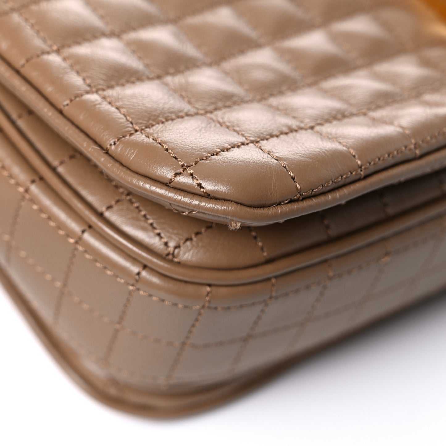 Calfskin Quilted Medium C Bag Camel