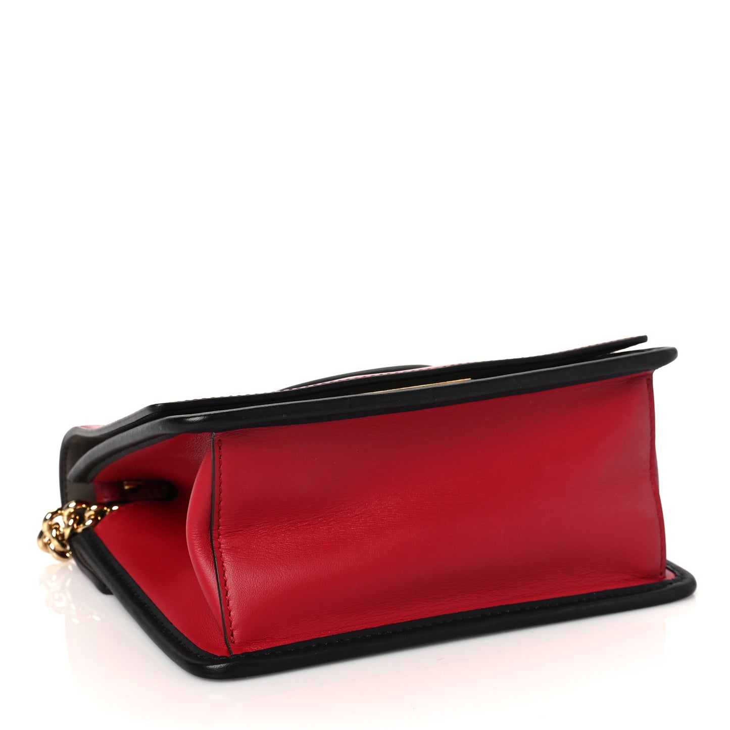 Vitello Century F is Fendi Bi-Color FF 1974 Embossed Small Kan I Shoulder Bag Fragola Maya Black