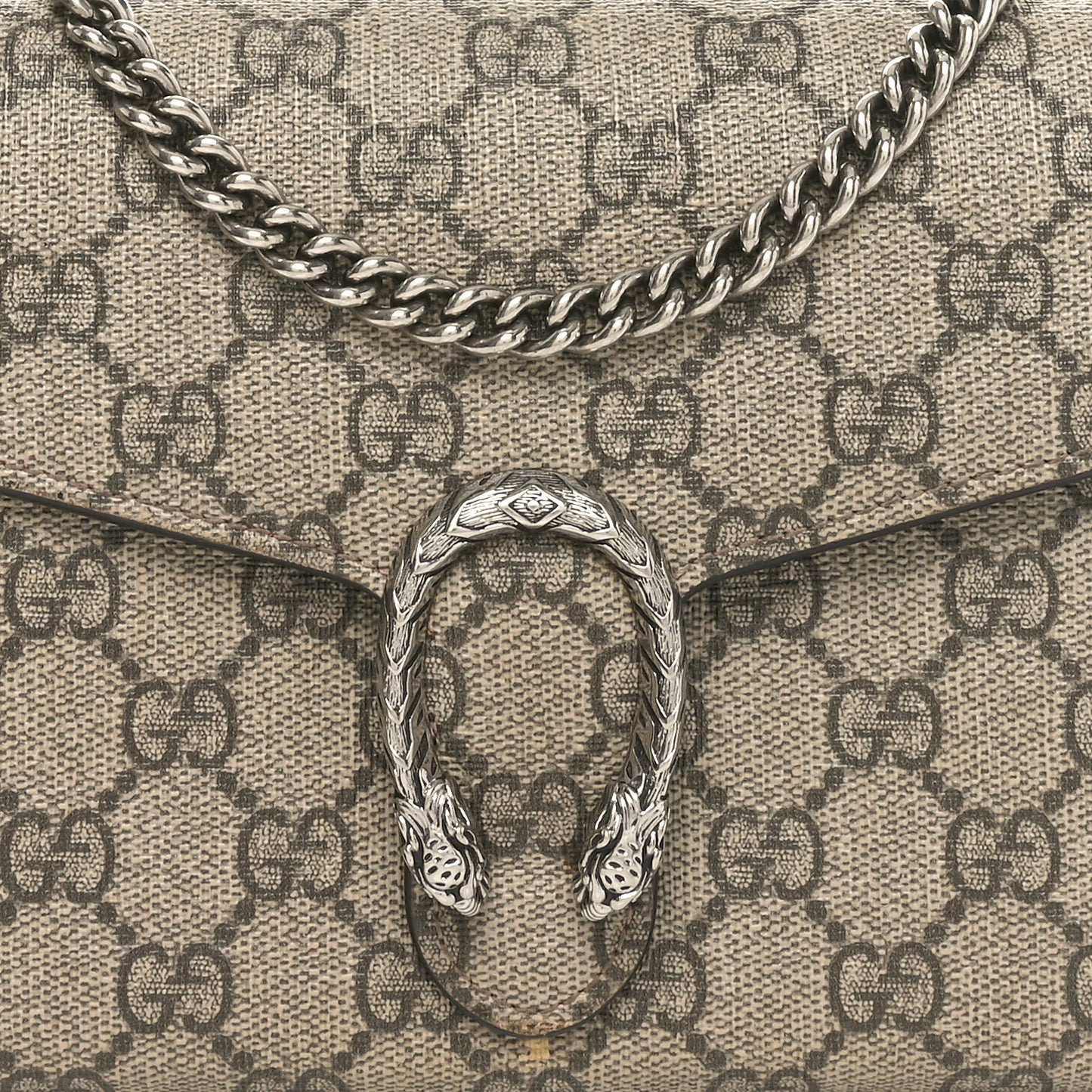 GG Supreme Monogram Mini Dionysus Chain Wallet Beige Taupe