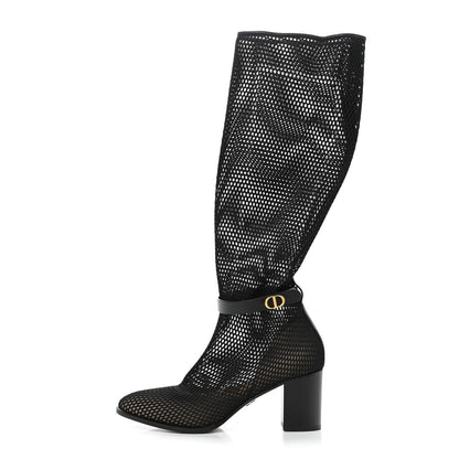 Christian Dior Calfskin Resille Empreinte High Boots 38.5 Black 1 of 10