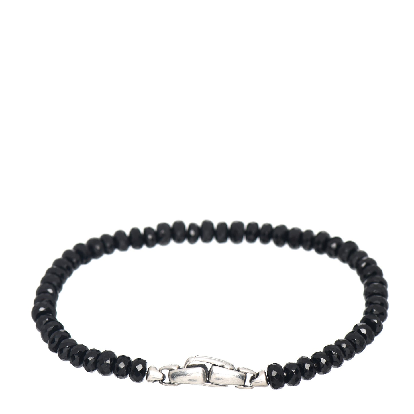 Sterling Silver Black Spinel Faceted Bead Bracelet