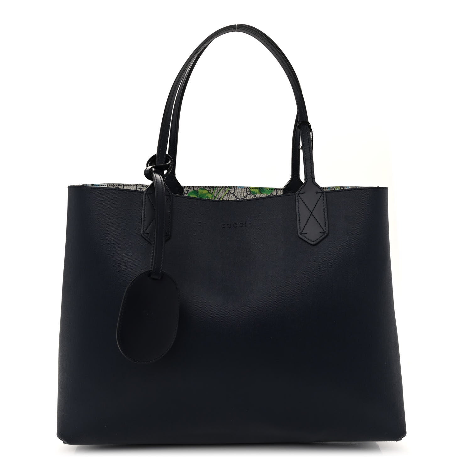 Gucci GG Supreme Monogram Blooms Medium Reversible Tote Beige Blue Navy 3 of 15