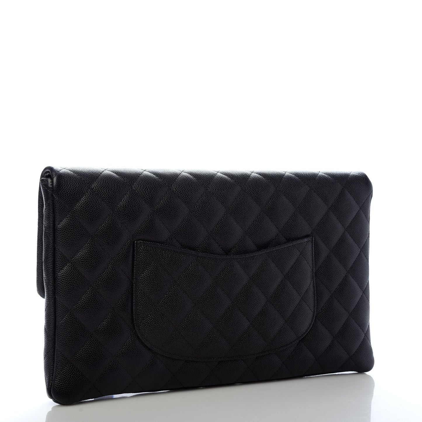 Caviar Quilted Flap Clutch Black