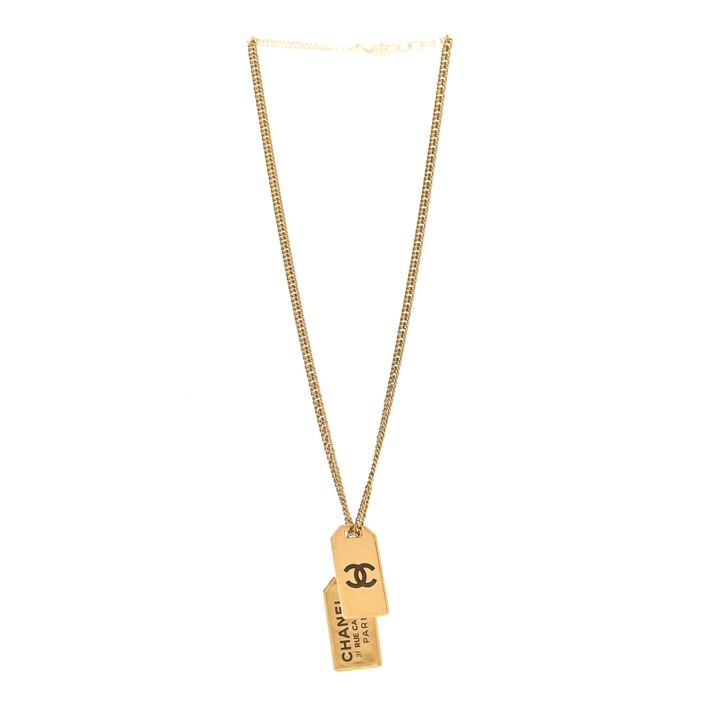 ID Dog Tag Charm Necklace Gold