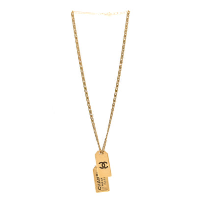 Chanel ID Dog Tag Charm Necklace Gold 3 of 7