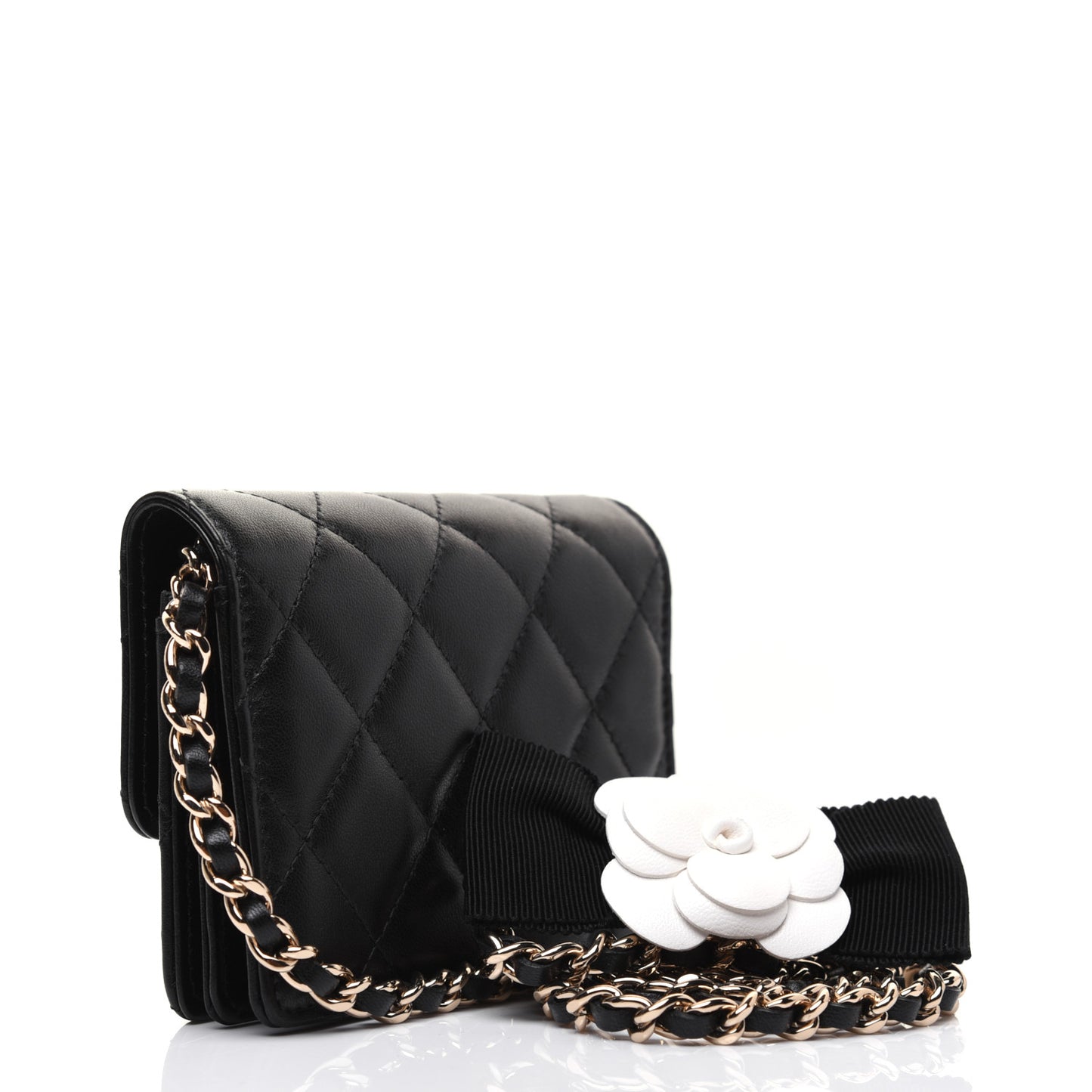 Lambskin Quilted My Chanel Lady Card Holder On Chain Black