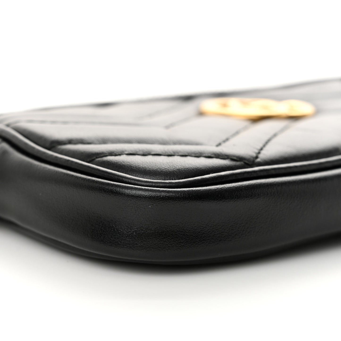 Calfskin Matelasse Mini GG Marmont Chain Crossbody Bag Black