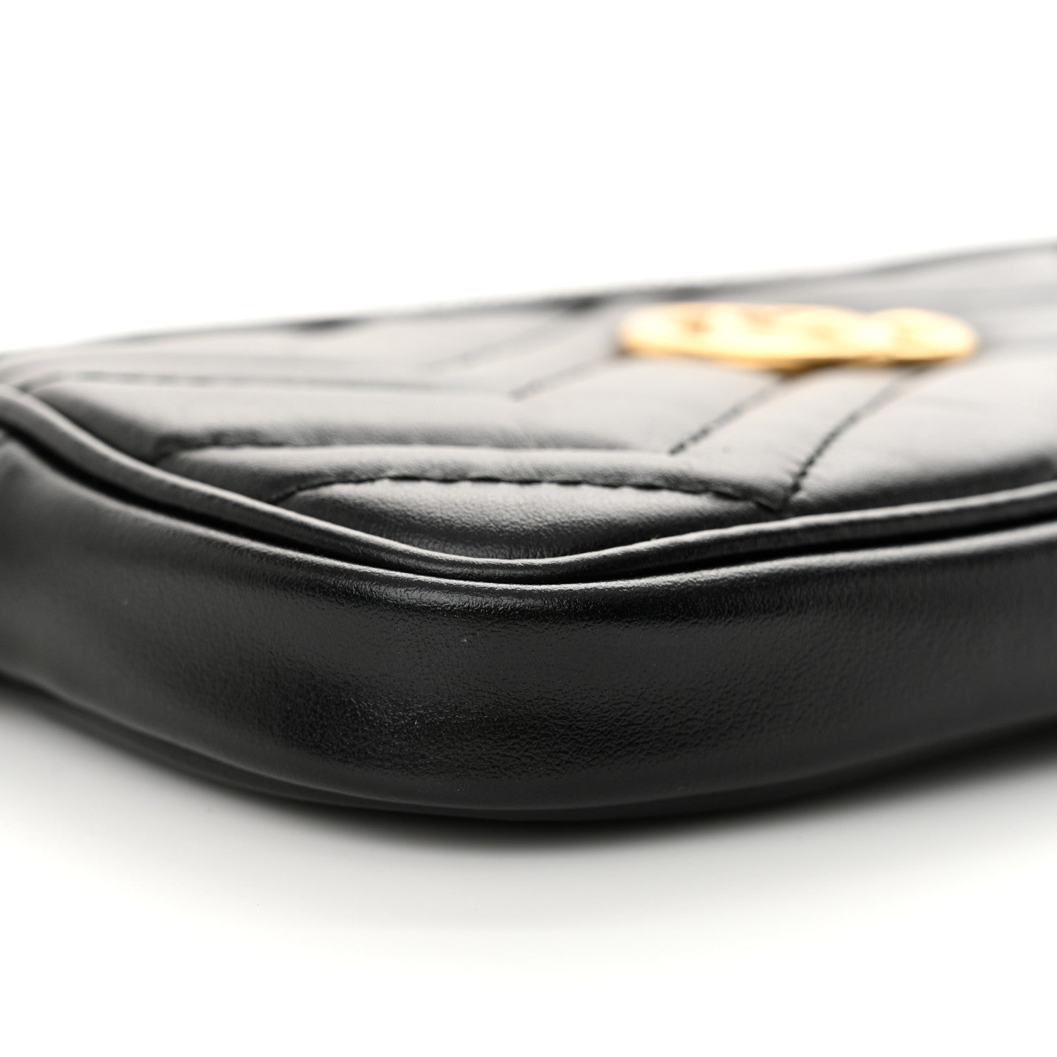 Gucci Calfskin Matelasse Mini GG Marmont Chain Crossbody Bag Black 9 of 13