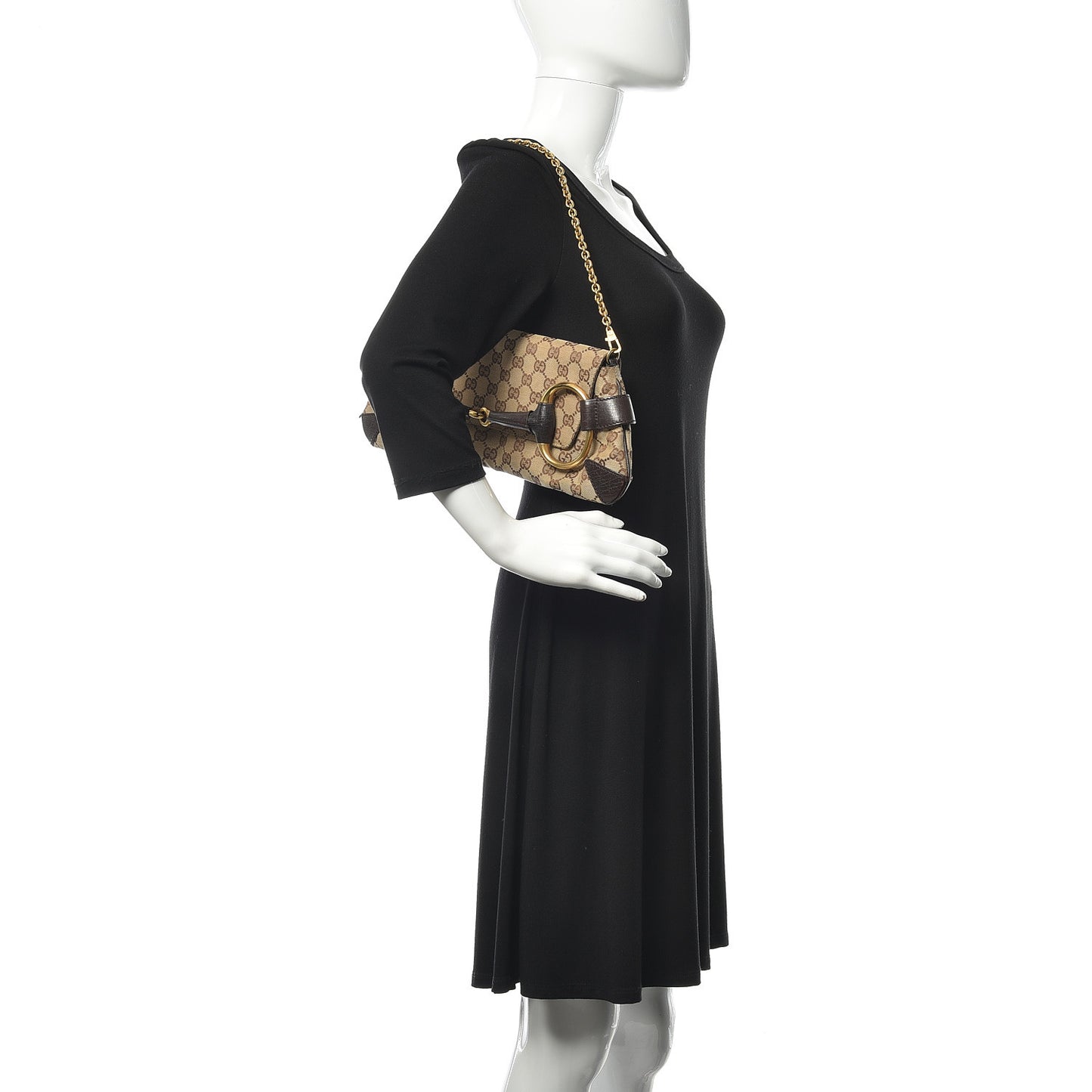 Monogram Studded Horsebit Clutch Dark Brown