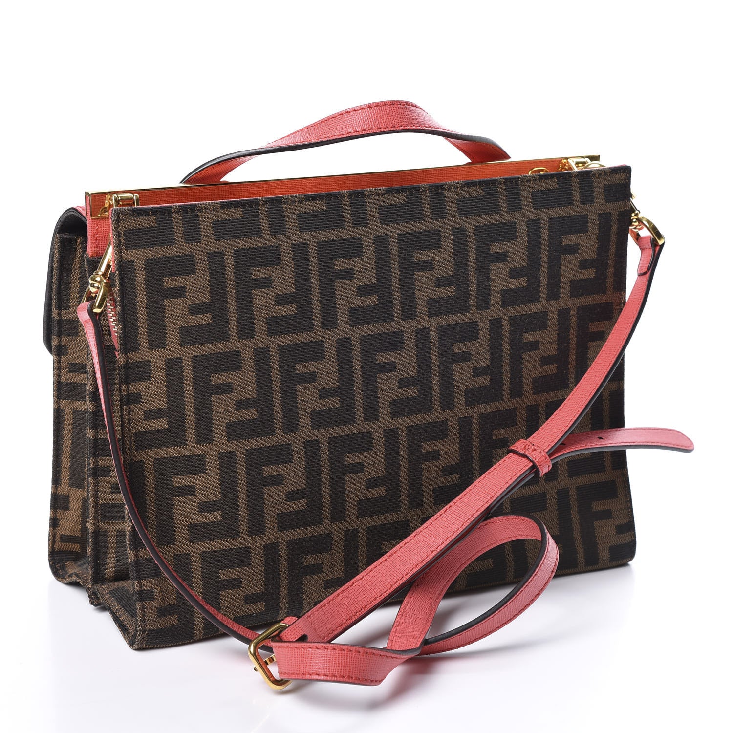 Fendi Zucca Vitello Elite Demi Jour Shoulder Bag Tobacco Ecstasy 2 of 10