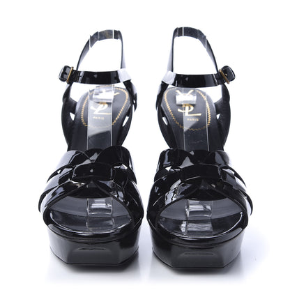 Saint Laurent Patent Tribute 75 Platform Sandals 38 Black 2 of 9