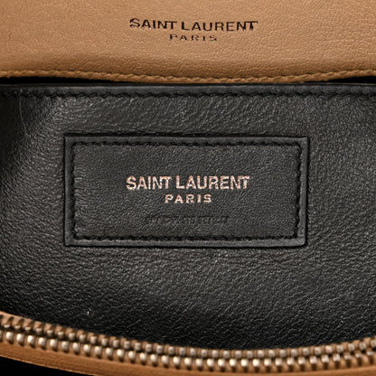 Saint Laurent Sheepskin Matelasse Chevron Monogram Medium College Bag Dark Beige 6 of 13