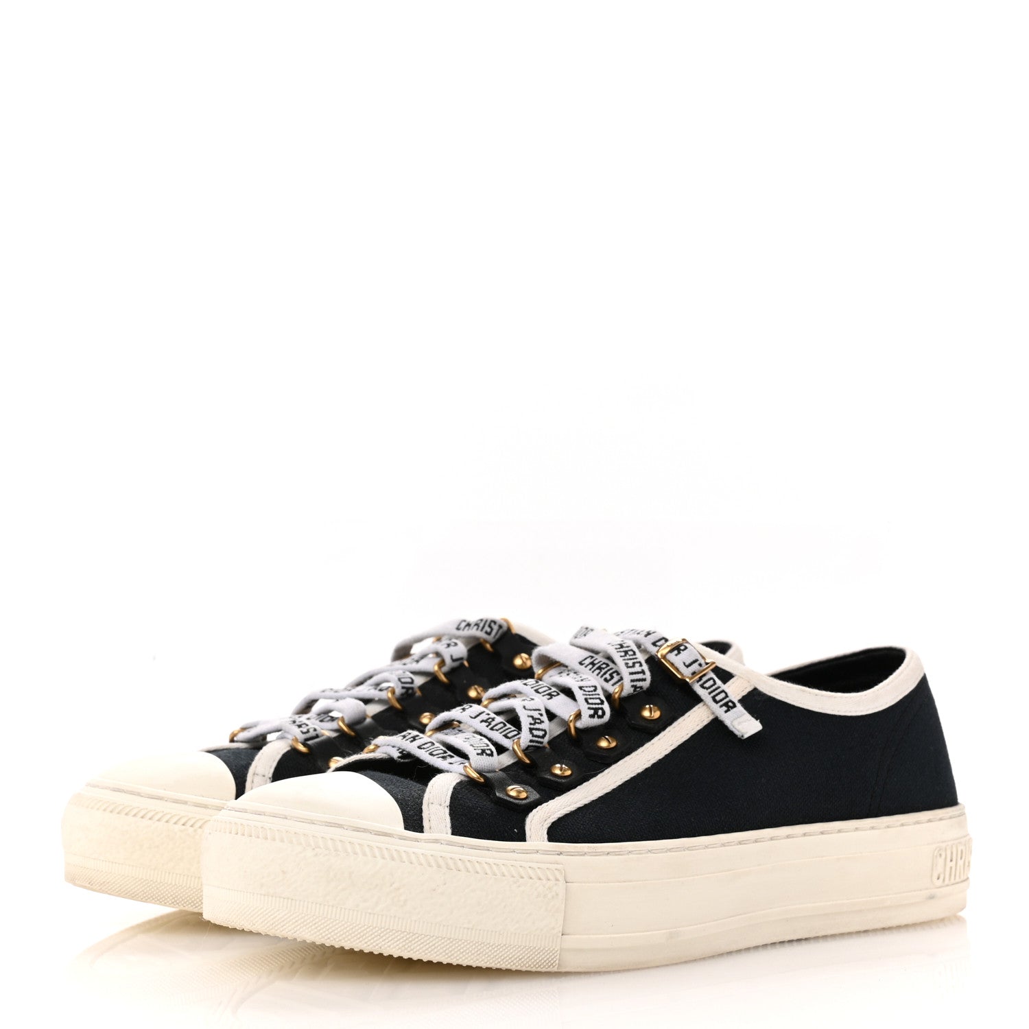 Christian Dior Canvas Walk'N'Dior Low Top Sneakers 37.5 Navy 4 of 11