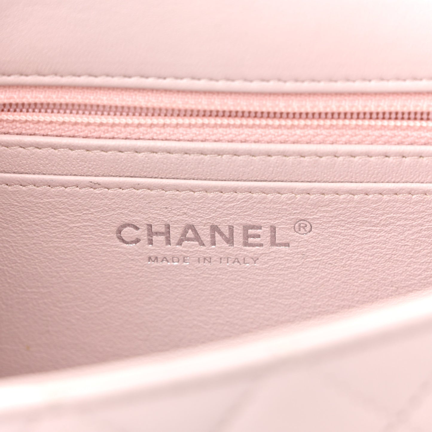Lambskin Quilted Mini Rectangular Flap Light Pink