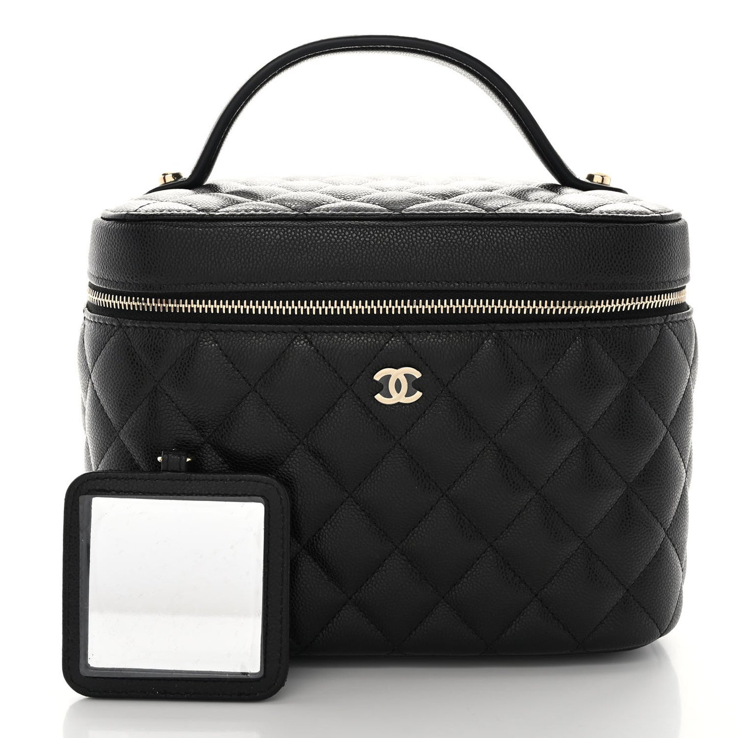 Caviar Quilted Large Vanity Pouch Black