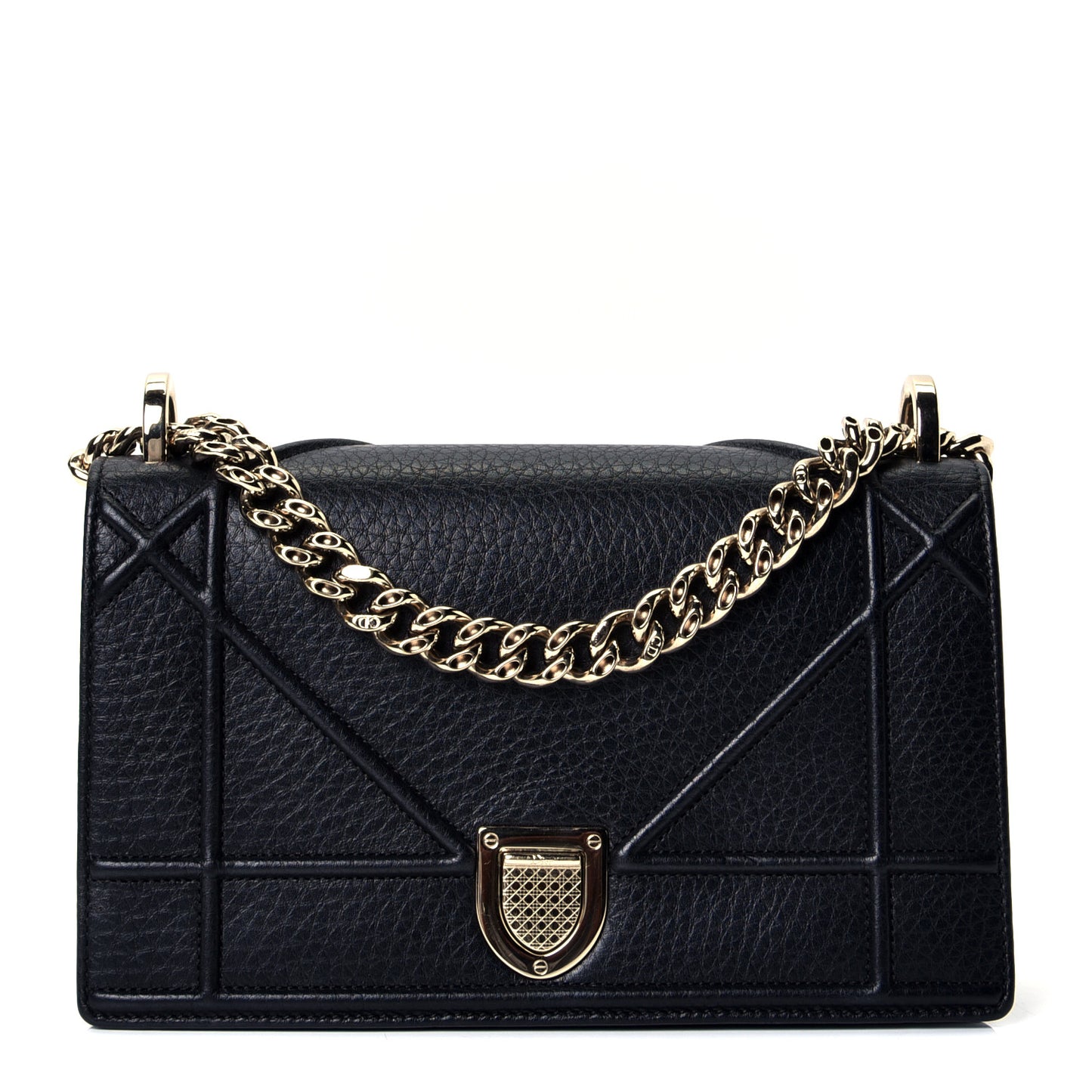 Grained Calfskin Small Diorama Flap Bag Black