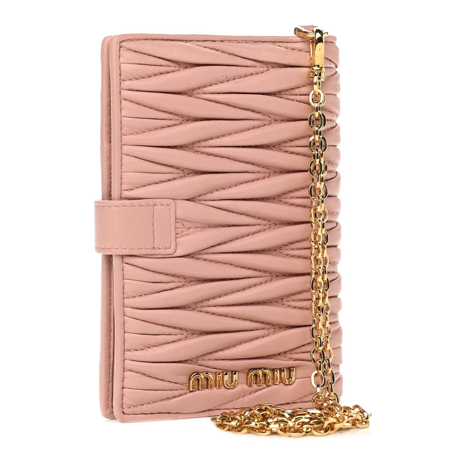 Miu Miu Nappa Matelasse Chain Card Holder Orchidea 2 of 9