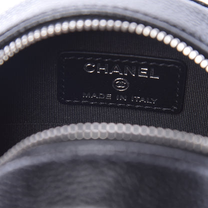 Chanel Caviar Camellia Embossed Round Clutch With Chain Black 6 of 11