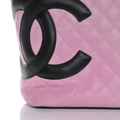 Chanel Calfskin Quilted Large Cambon Tote Pink Black 9 of 13