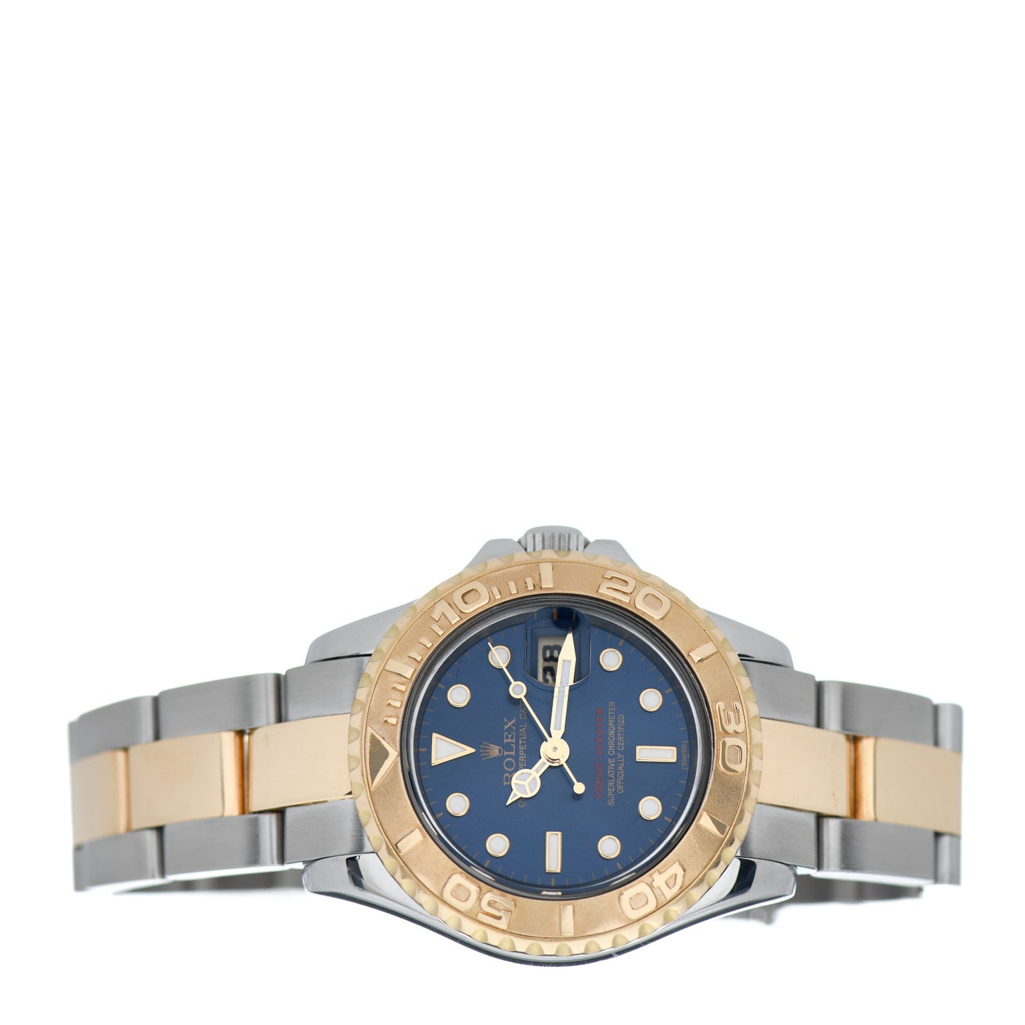 Stainless Steel 18K Yellow Gold 29mm Oyster Perpetual Date Yacht-Master Watch Blue 69623