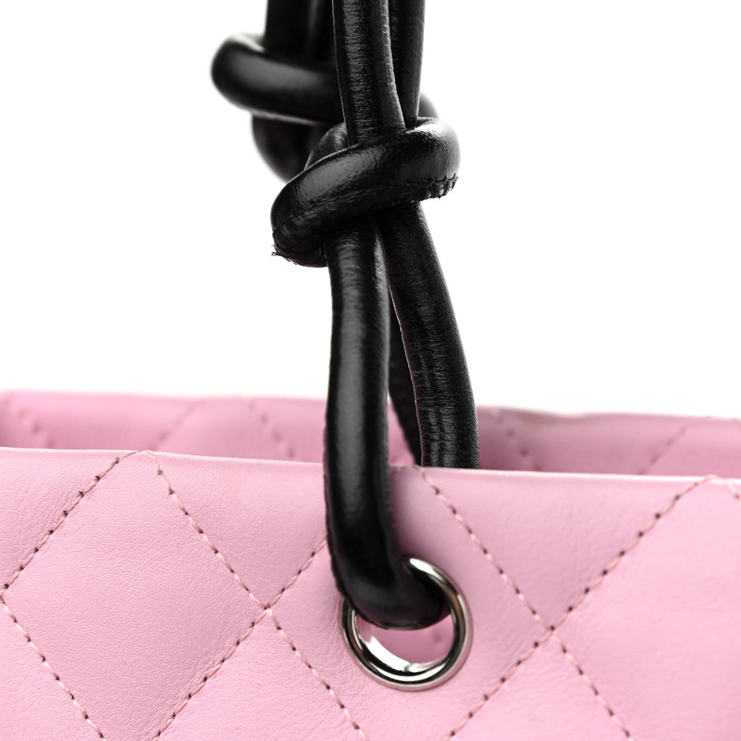 Calfskin Quilted Medium Cambon Tote Pink Black