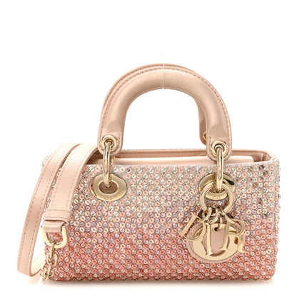 Christian Dior Satin Crystal Sequins Embroidered Micro Lady D-Joy Pink 1 of 10