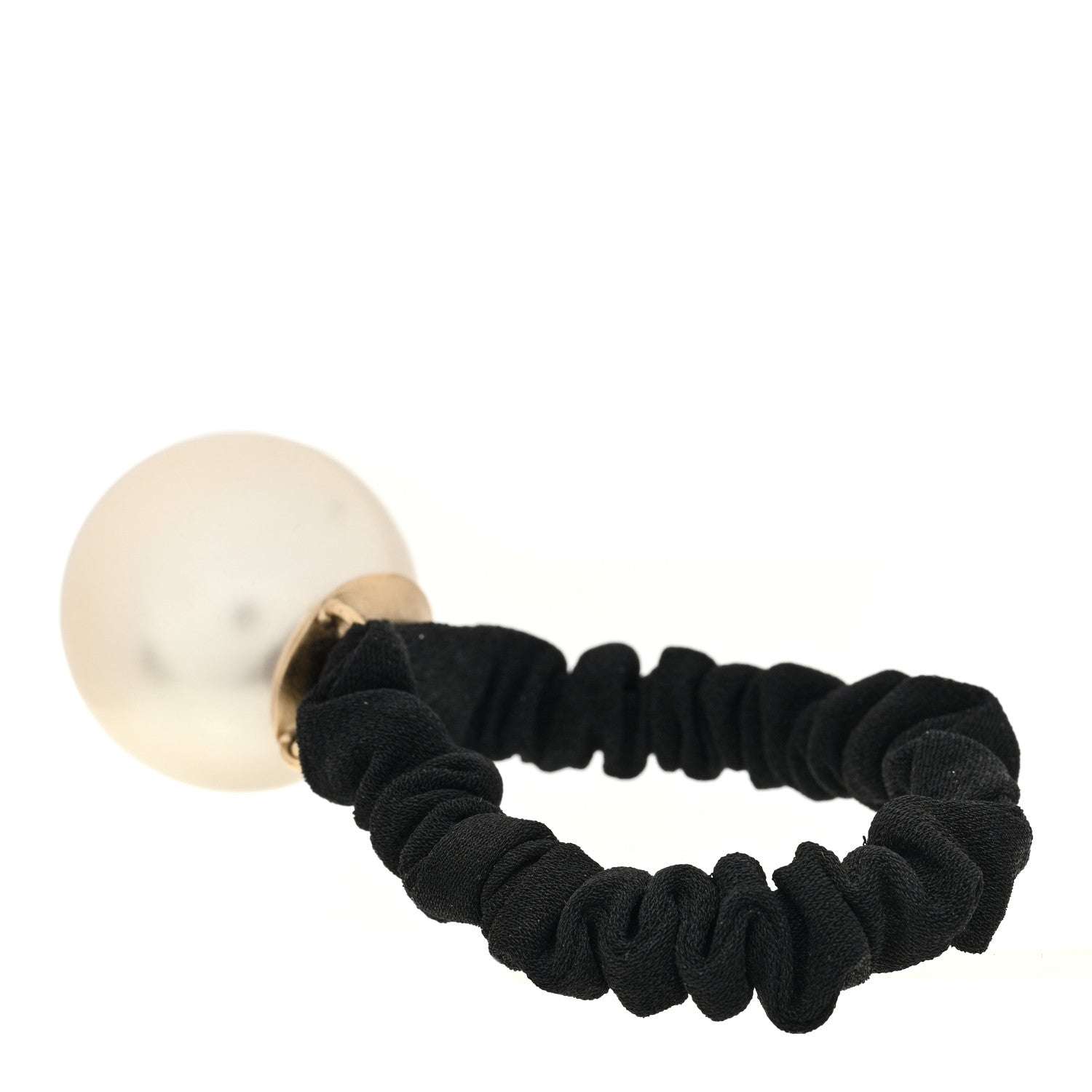 Chanel Pearl CC Hair Tie Black Gold Pearly White 3 of 5