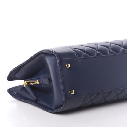 Chanel Sheepskin Quilted Mademoiselle Vintage Shopping Tote Navy 9 of 10