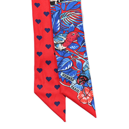 Hermes Silk Jungle Love Love Twilly Rouge Marine Fauve 2 of 4