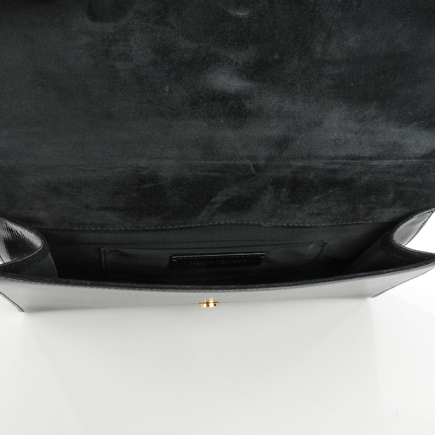 Textured Patent Classic Y Ligne Clutch Black