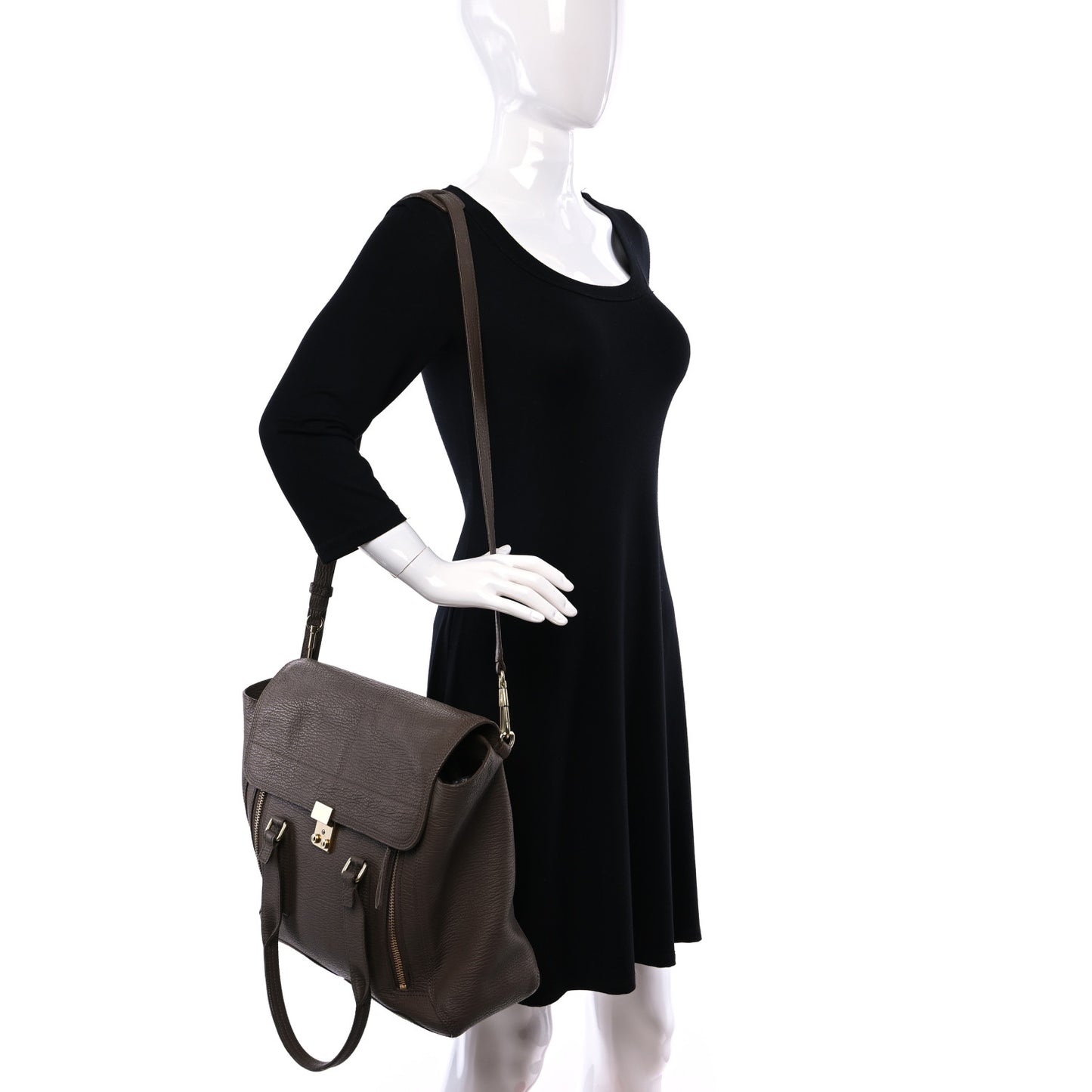 Textured Calfskin Medium Pashli Satchel Taupe