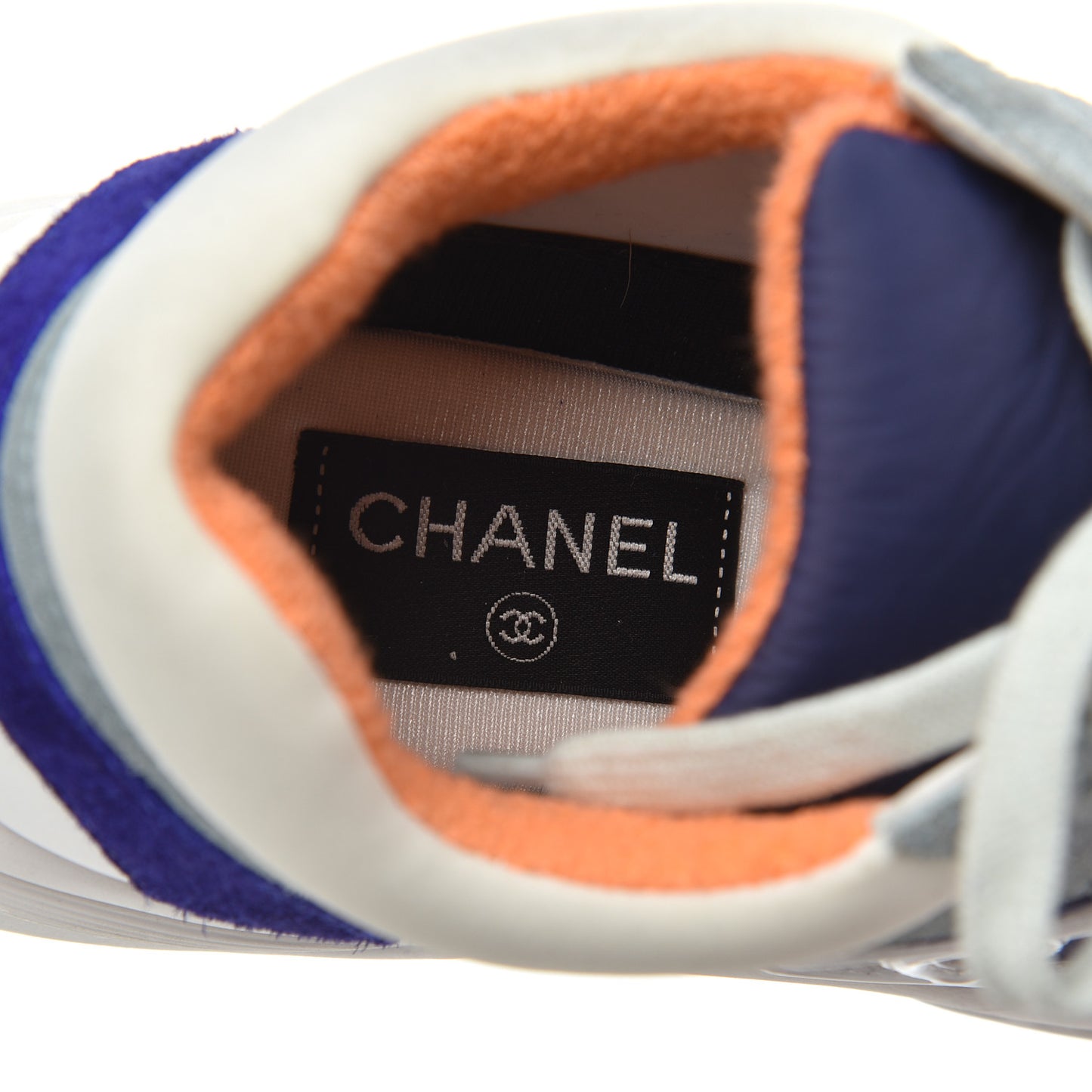 Nylon Lambskin Suede Calfskin Womens Logo Sneakers 39 Blue Coral