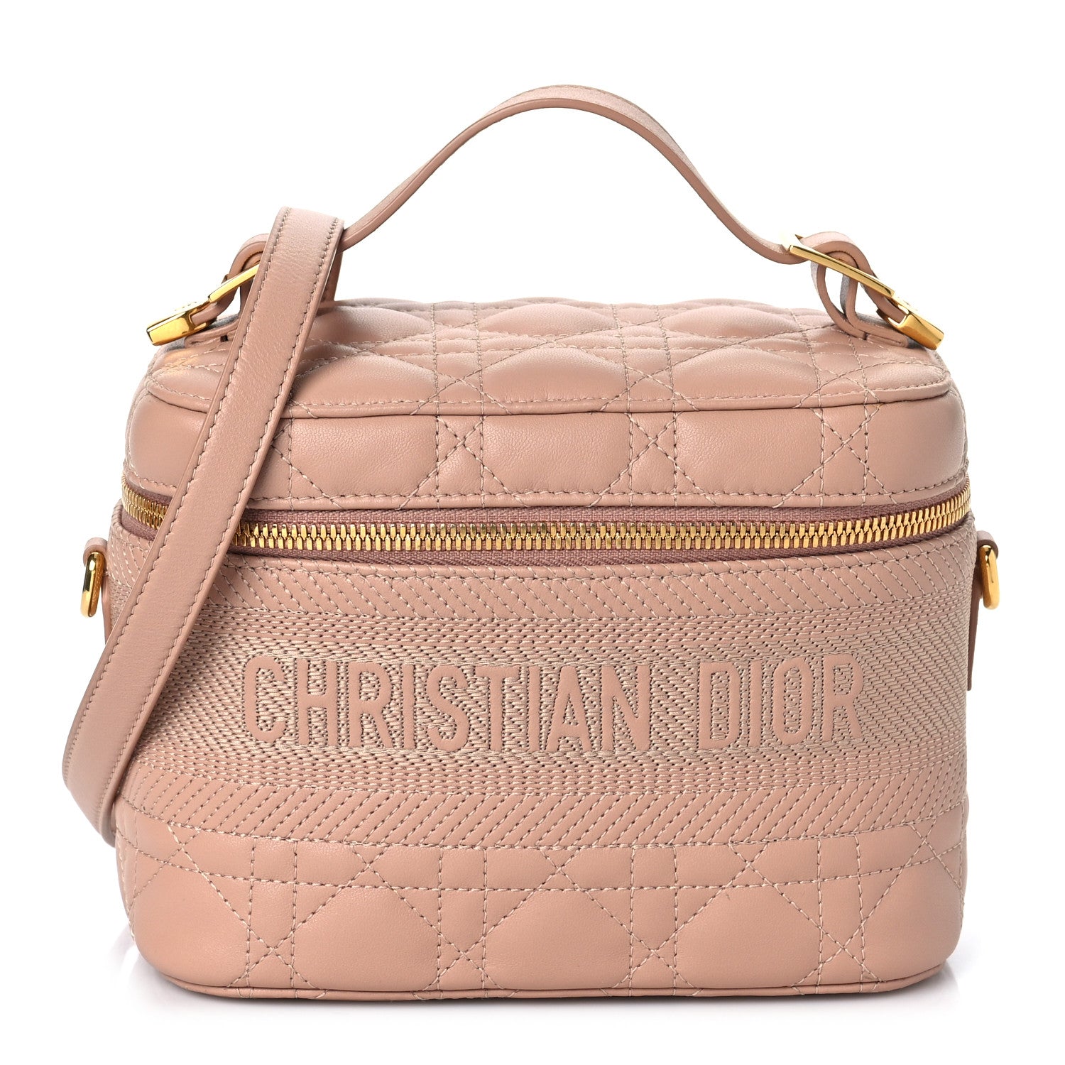 Christian Dior Lambskin Cannage Small Diortravel Vanity Case Rose Des Vents 2 of 7