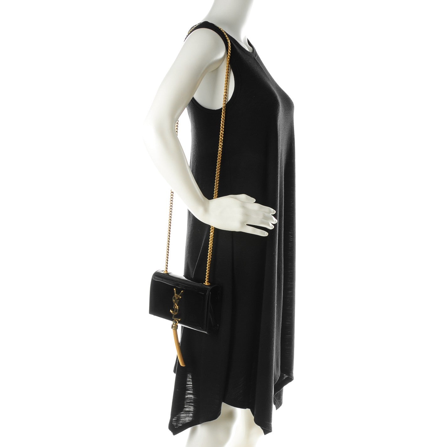 Patent Small Classic Monogram Tassel Satchel Black