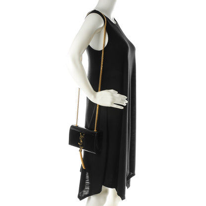 Saint Laurent Patent Small Classic Monogram Tassel Satchel Black 2 of 7