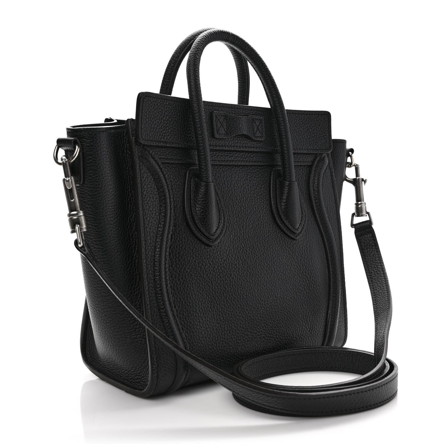 Drummed Calfskin Nano Luggage Black
