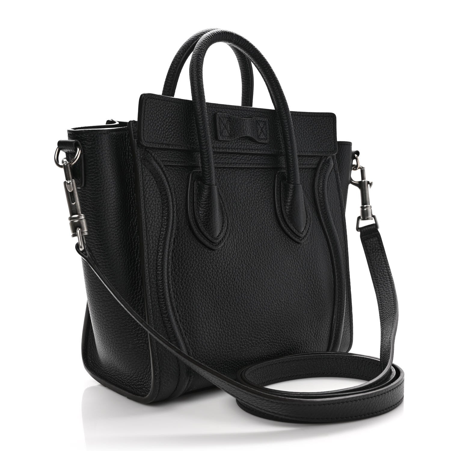 Celine Drummed Calfskin Nano Luggage Black 3 of 9