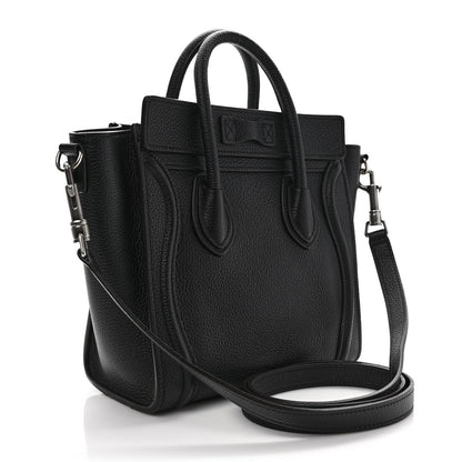 Celine Drummed Calfskin Nano Luggage Black 3 of 9