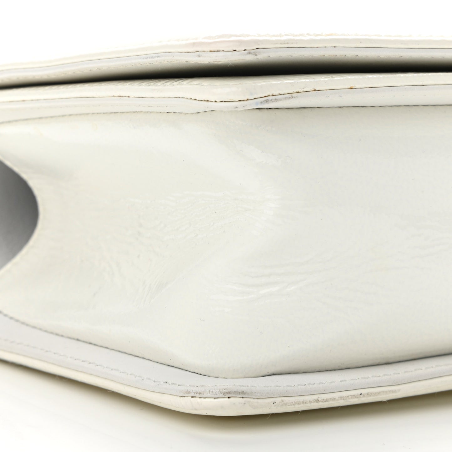 Patent Quilted Medium Boy Flap White