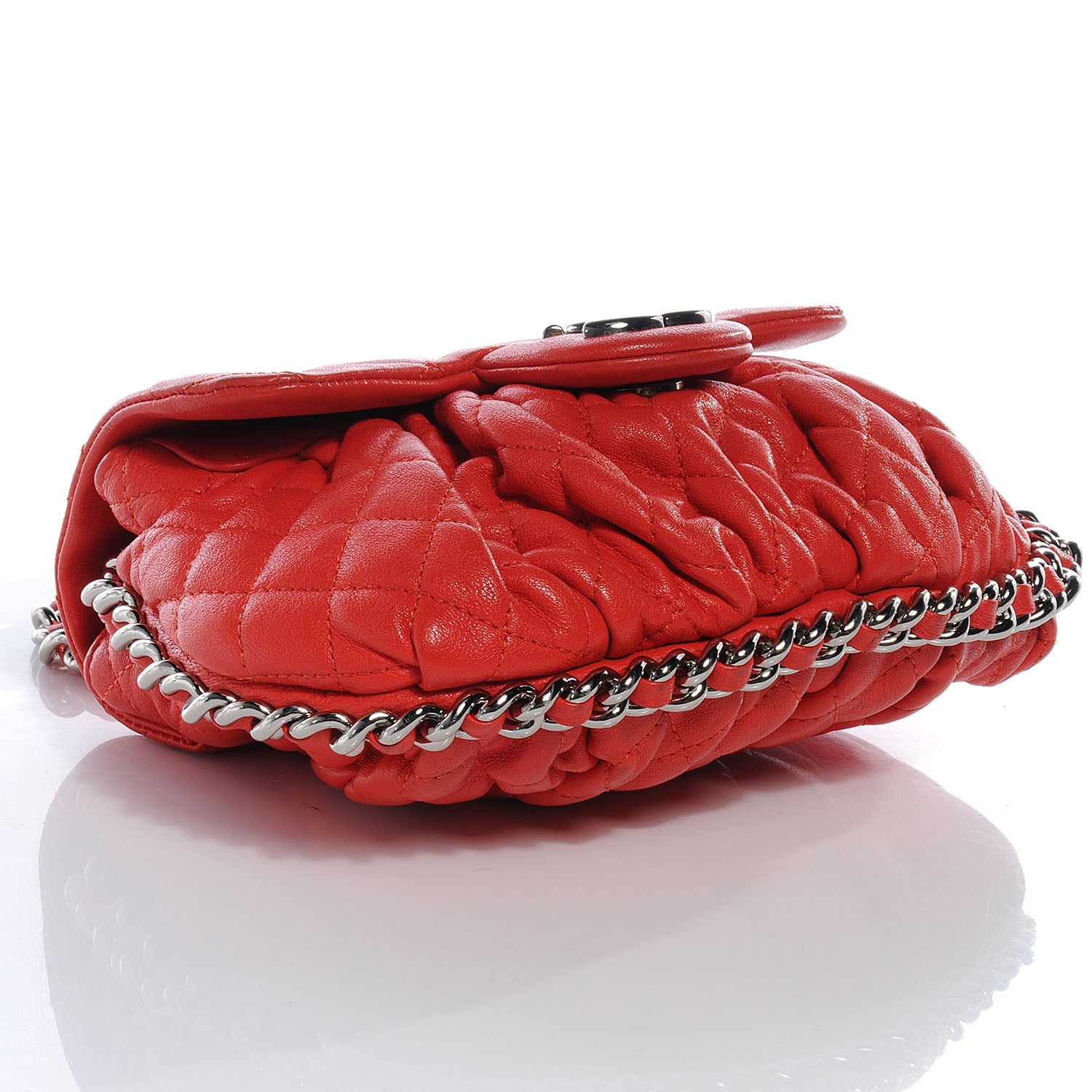 Chanel Washed Lambskin Mini Chain Around Messenger Red 4 of 8
