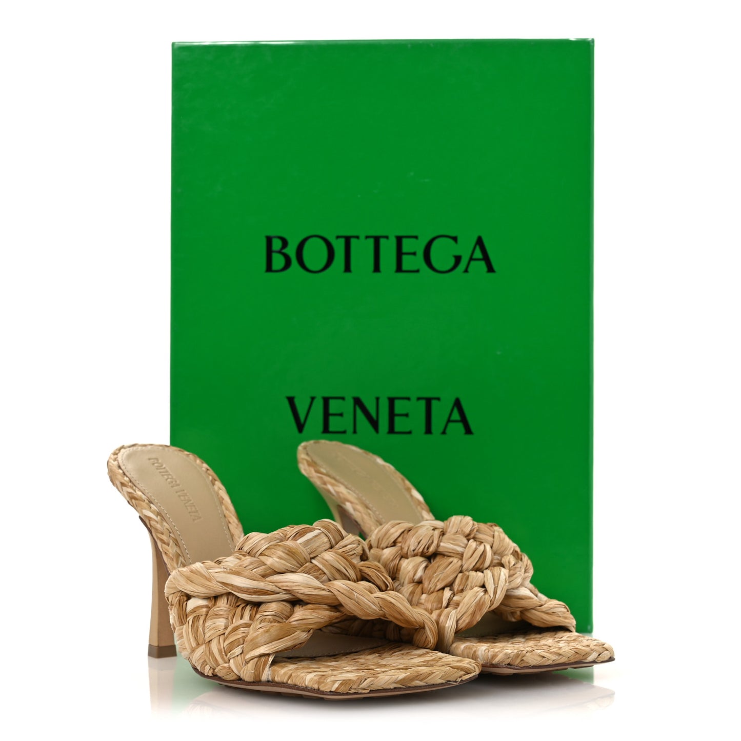 Raffia Twisted Intrecciato Stretch Mule Sandals 36 Macadamia