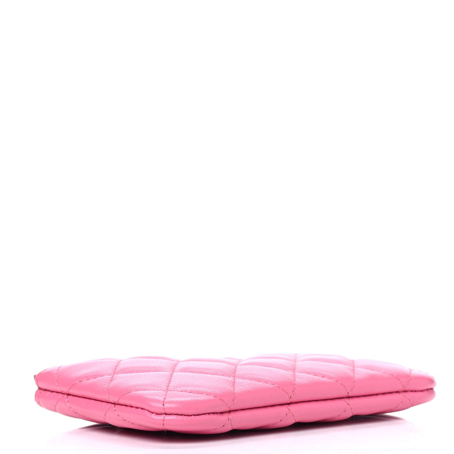 Lambskin Quilted Small Zipped Pouch Pink Yellow