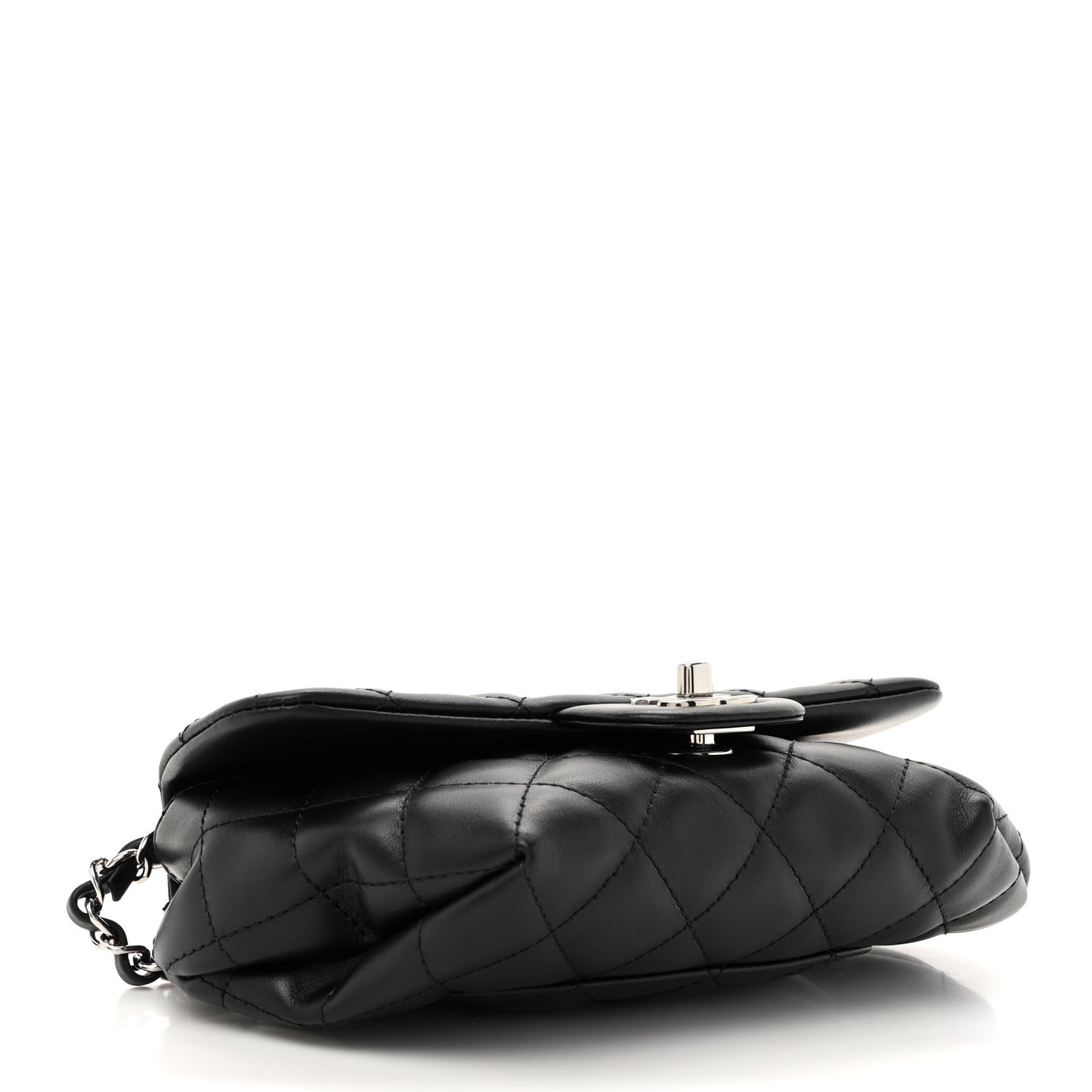 Calfskin Quilted CC Uniform Flap Belt Bag Black